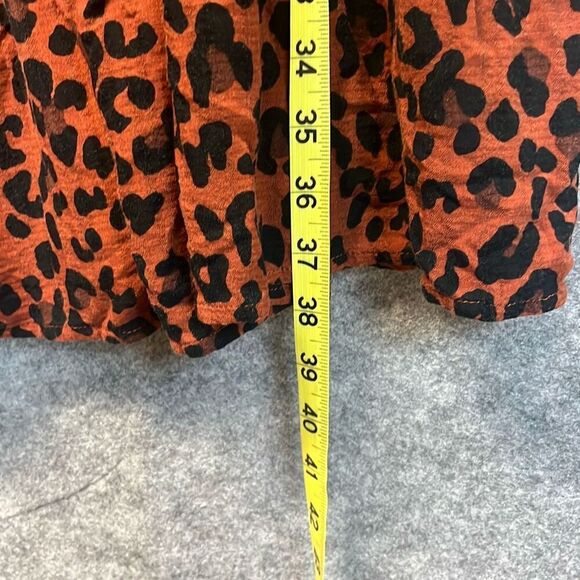 KNOX ROSE Dress Size Large Smocked Elastic Waist Animal Print Rust Large Fall - Picture 9 of 14
